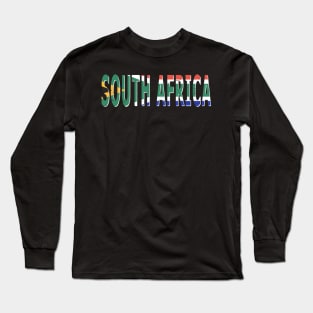 South Africa Text in Colors of the South African Flag Long Sleeve T-Shirt